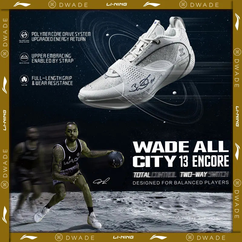 ស្បែកជើងបាល់បោះអាជីព Li-Ning សម្រាប់បុរស WADE ALL CITY 13 ENCORE BOOM Cushion LiNing Balanced Competition Sneakers ABAV043