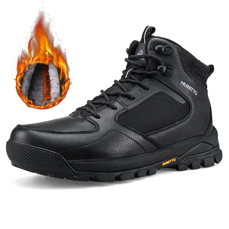 HUMTTO Mens Hiking Boots Breathable Sneakers for Man Outdoor Sneakers Genuine Leather Men Sports Shoes Winter Wool Trekking Shoe