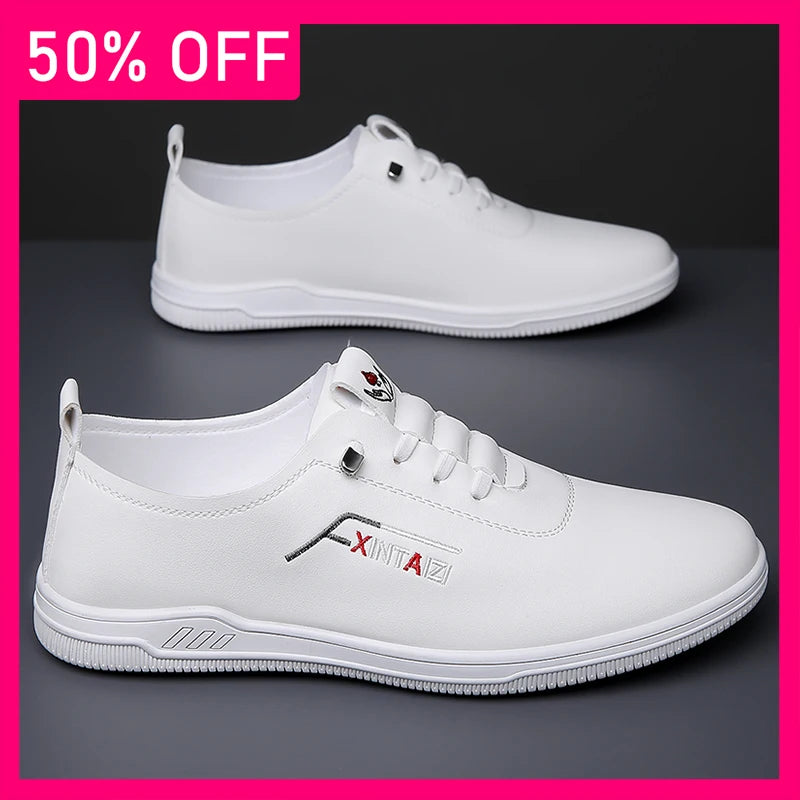 Men Sports Shoes High-quality Leather Wear-resistant Daily Commuting Casual Shoes Breathable Comfort Soft Soled Walking Shoes