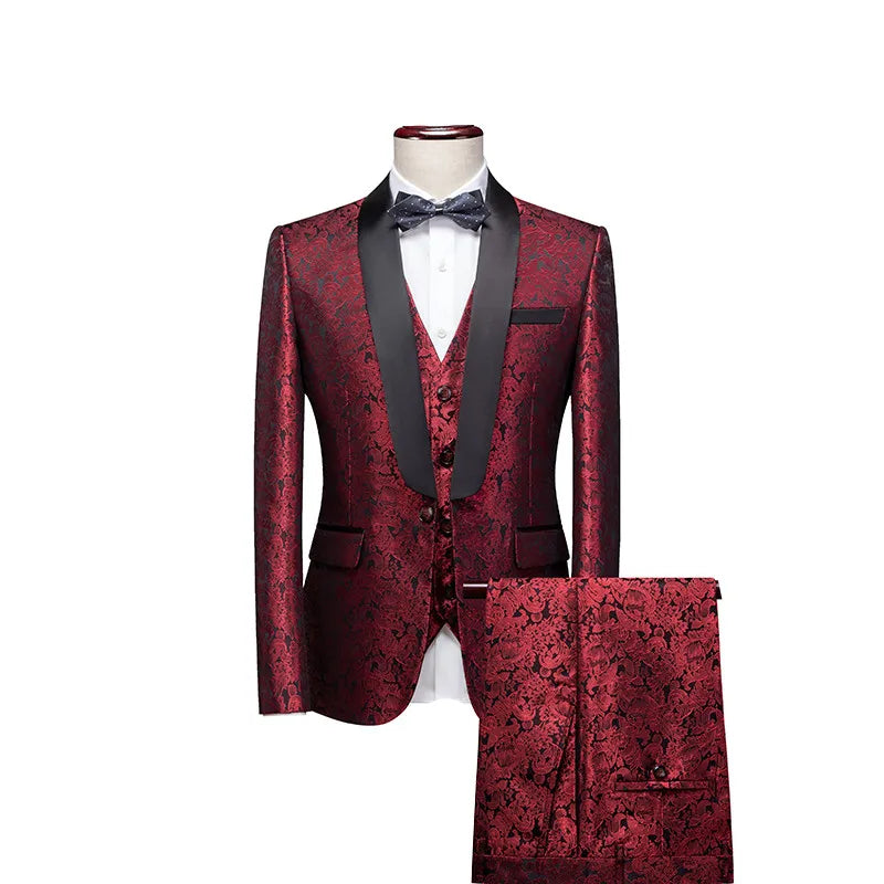 2026 New Men's Purple Suit 3-Piece, Wedding Party Dress Jacket and Vest with Trousers, Asian Size Slim-Fit Sets. M-6XL