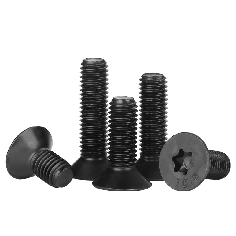 2-50pcs/lot Flat Countersunk Screw Six Lobe Bolt Machine screw M2 M2.5 M3 M4 M5 M6 Black carbon steel Torx Head