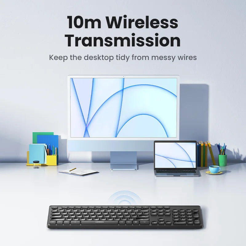 UGREEN Keyboard Wireless Bluetooth & 2.4GHz Russian/Korean/English Keycaps for Laptop MacBook iPad PC Tablet Bluetooth Keyboard