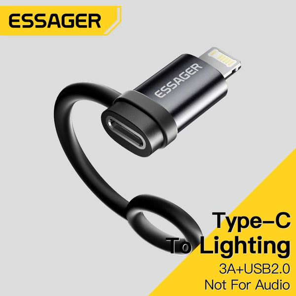 អាដាប់ទ័រភ្លើងបំភ្លឺ Essager Lighting ទៅប្រភេទ C សាកថ្មលឿន IP ស្រីទៅ USB C បុរសសម្រាប់ឧបករណ៍ភ្ជាប់ iPhone 15 14 13 12 11 Pro iPad ឧបករណ៍បម្លែង