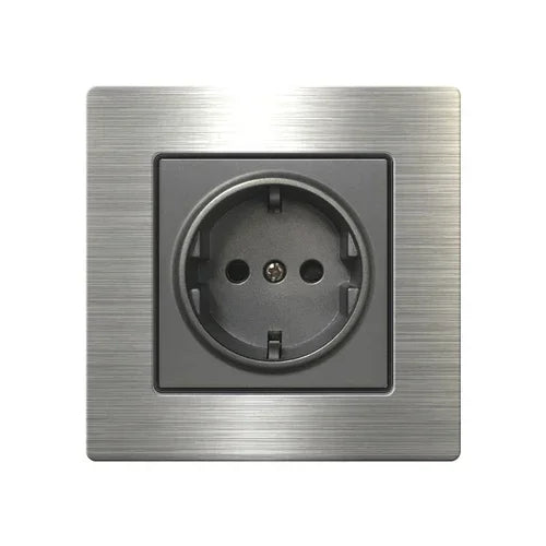 Metal grey Eu wall light switch,Stainless steel universal usb rechargeable electrical socket,220V dimmer speed control switch