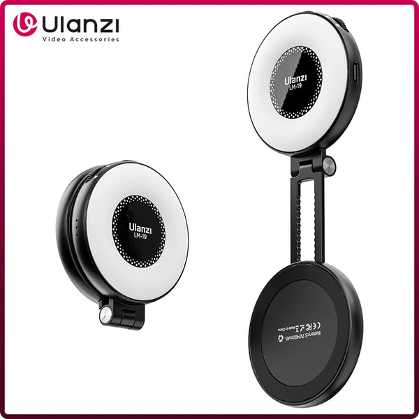ភ្លើងវីដេអូ Ulanzi LM19 MagSafe ភ្លើងថតរូប Selfie ពីរពណ៌សម្រាប់ iPhone 16 15 14 Pro Max ភ្លើងបំពេញត្រឡប់ជាជើងទម្រទូរស័ព្ទសម្រាប់វីដេអូ Vlog