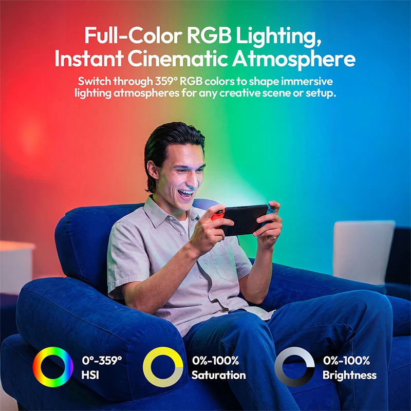 អំពូលភ្លើង Ulanzi AL40 40W RGB ដែលអាចបំប៉ោងបានដោយដៃ 1800-10000K ដំបងម៉ាញេទិក ភ្លើងវីដេអូ 4500mAh ការគ្រប់គ្រងកម្មវិធីសម្រាប់ Vlog Liv