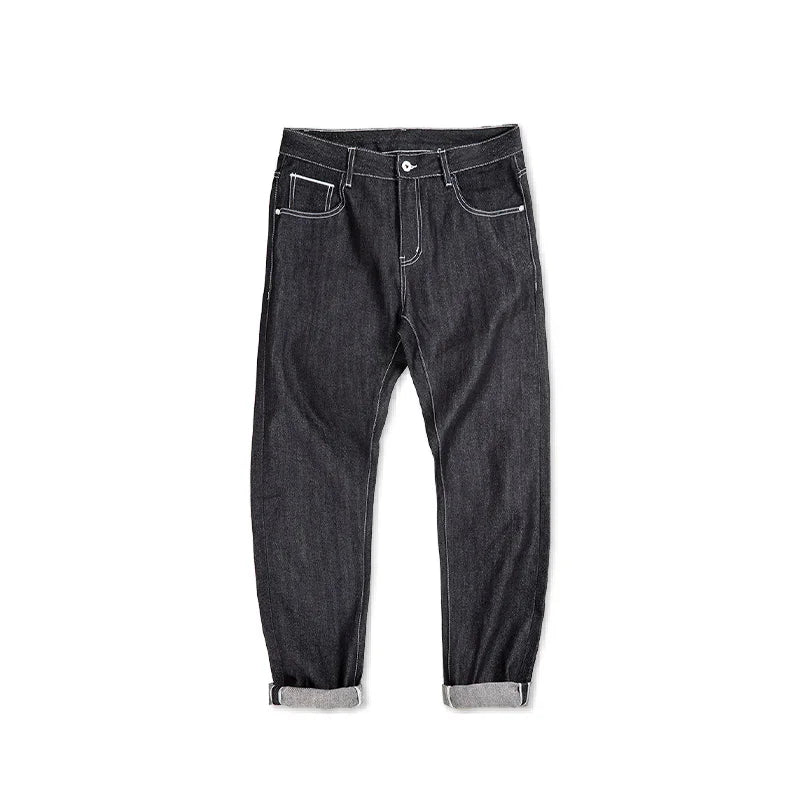 ខោខូវប៊យ Maden Silver Denim Vintage សម្រាប់បុរស Amekaji Selvedge Raw Denim 13 Oz Straight Fit Pants ទំហំ 28 ដល់ 38 សម្លៀកបំពាក់បុរសថ្មី