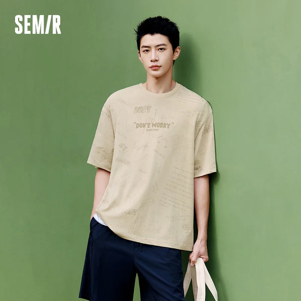 អាវយឺតបុរស Semir ឆ្នាំ ២០២៦ សត្វគួរឱ្យស្រលាញ់បោះពុម្ពលើក្រណាត់កប្បាសសុទ្ធដែលប៉ាក់ដោយក្រណាត់រលុងទាន់សម័យធម្មតា