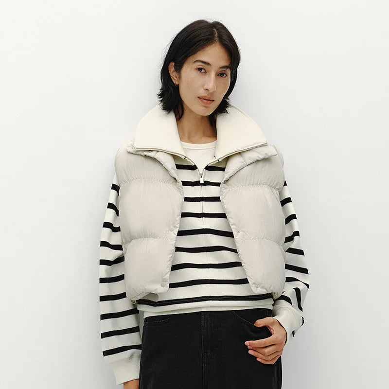 Semir Women Down Vest Cropped 90 Percent Down Fill Textured Stand Collar Loose Fit Drawstring Balloon Shape 2026 New