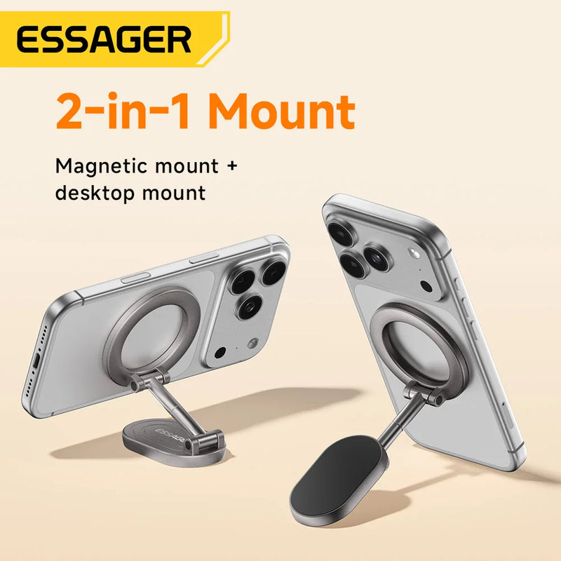 Essager Double-Sided Magnetic Phone Holder Portable Foldable Phone Stand For Magsafe iPhone Xiaomi Samsung Desktop Phone Holder
