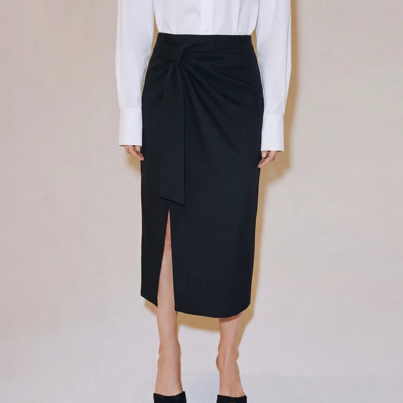 Amii Anti-wrinkle Women's Skirt 2026 Autumn New H-Line Elegant Split Skirt Solid Mid-length Versatile Women's Clothing 12621005