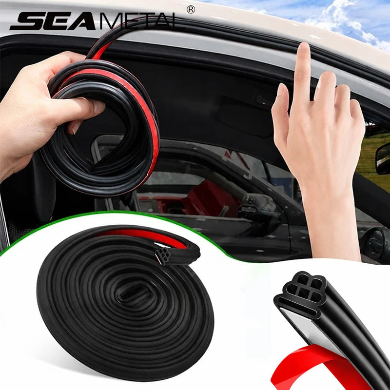 SEAMETAL 6 Holes Car Door Seal Strip Car Door Hood Trunk Rubber Seal Strips Noise Insulation  5/12/16m Sealant Car Accessories