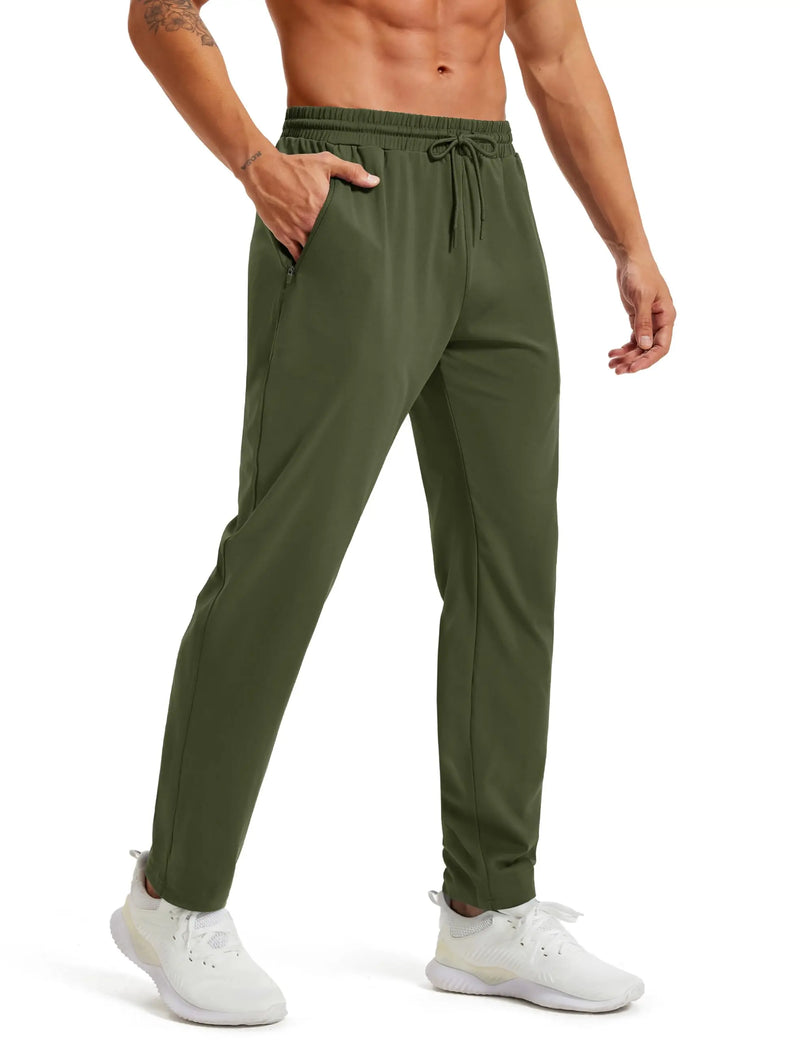 TACVASEN Men's Tapered Sweatpants with Zip Pockets Lightweight Quick Dry Running Jogging 4-Way Stretch Gym Track Athletic Pants