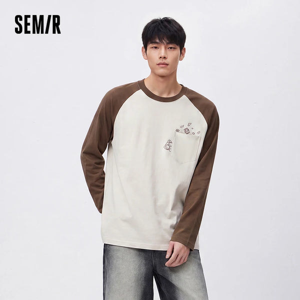 អាវយឺតបុរស Semir ដៃវែង Raglan រចនាប័ទ្មមហាវិទ្យាល័យបែប Retro ឆ្នាំ 2026 អាវយឺតគូស្នេហ៍រដូវស្លឹកឈើជ្រុះធម្មតាសម្រាប់រាល់ថ្ងៃ