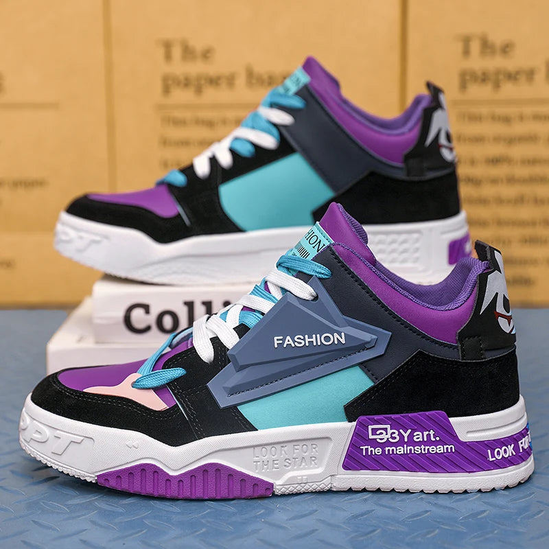 Mens Board Shoes Flat Autumn New High Top Luxury Design Anti Slip Casual Sports Thick Soled Street Lace-up Sneakers for Men
