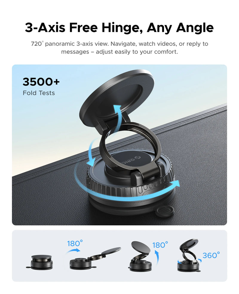 ORICO Magnetic Car Phone Holder Dashboard Suction Cup 360°Rotatable Car Mount For Magsafe iPhone 16 15 14 ProMax Xiaomi Samsung