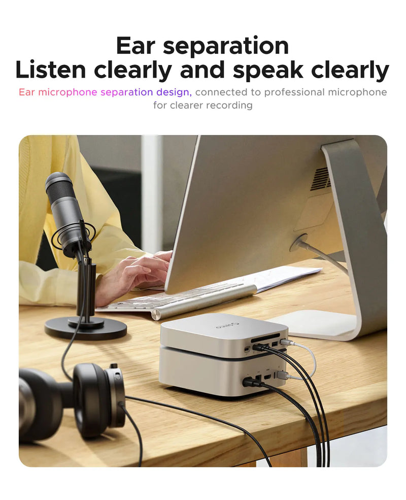 ORICO Mac Mini M4 Docking Bracket USB3.0 HUB Docking Station SD/TF Card Multi-Port USB C HUB for Mac Mini M4/M4 Pro