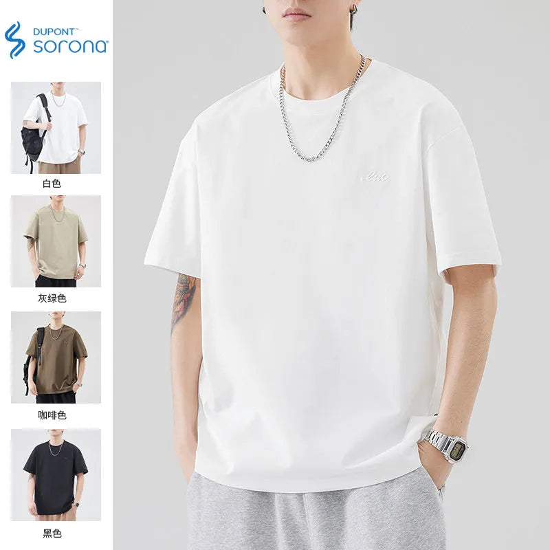 DUKEEN Men's Sorona Cool Touch Quick-Dry T-Shirt - Summer Short Sleeve with Embroidered Lettering and Premium Feel