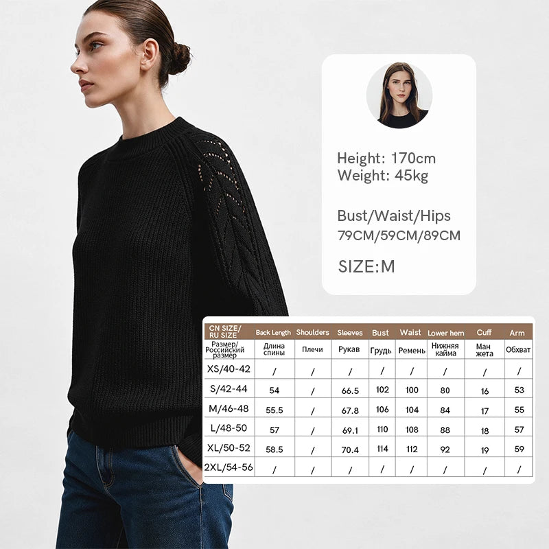 Amii Women's Mock Neck knit sweater Hollow Out Raglan Sleeve Oversized Casual Pullover Minimalist Long Sleeve Top 12643014