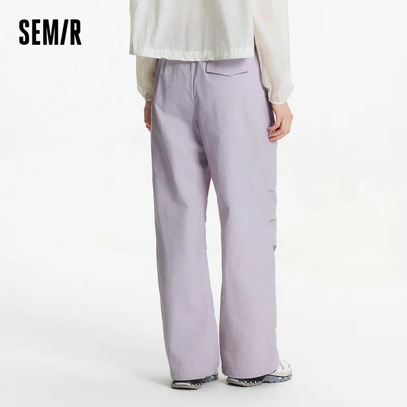 Semir Women Pants Wide 2026 Leg Knitted Loose Fit Elastic Waist Drawstring Urban Casual Everyday Style Soft Comfortable