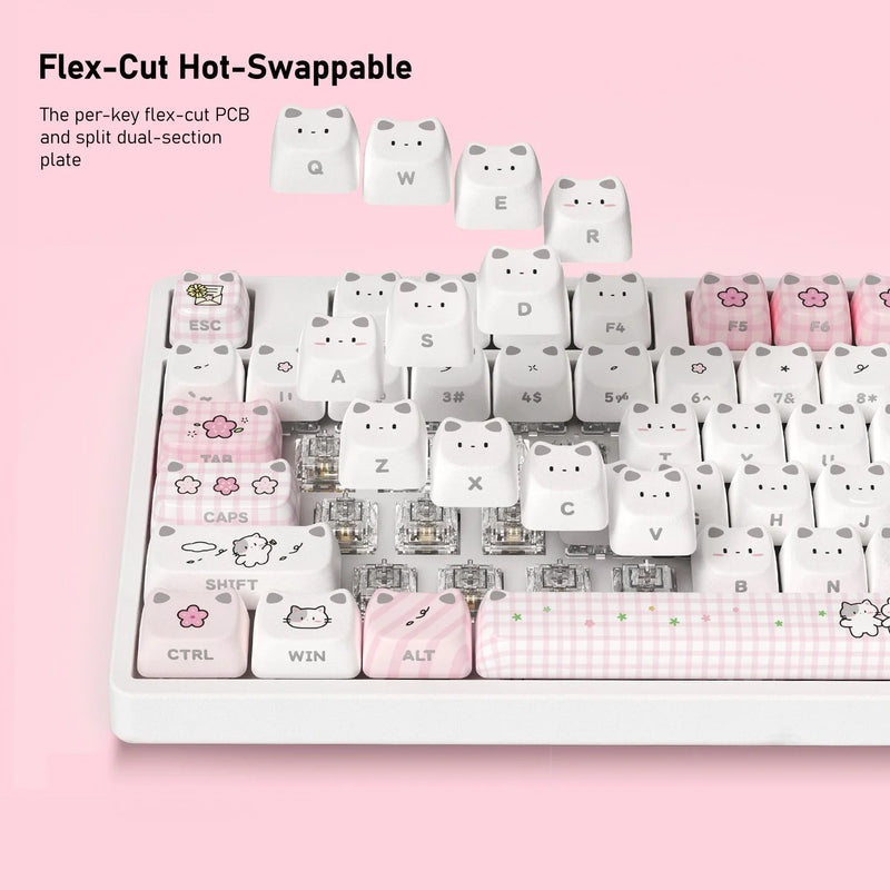 Akko 5108 V5 Mechanical Keyboard MAO Shiny Kitten Keycap 108-Key Full Size Per-Key Flex-Cut Hot Swap 8K RGB Tri-mode Keyboard