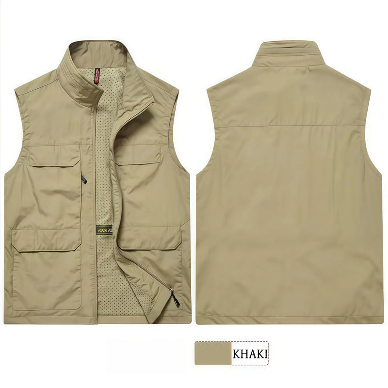 Men's Casual Multi-Pocket Jacket Summer Breathable Net Fishing and Photography Outerwear Business Advertising Vest