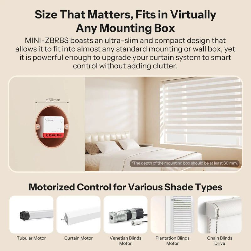 SONOFF MINI-ZBRBS Zigbee Smart Roller Shutter Switch Mini Size Smart Scene Signal Booster Transform Curtains Sonoff Zigbee Hub
