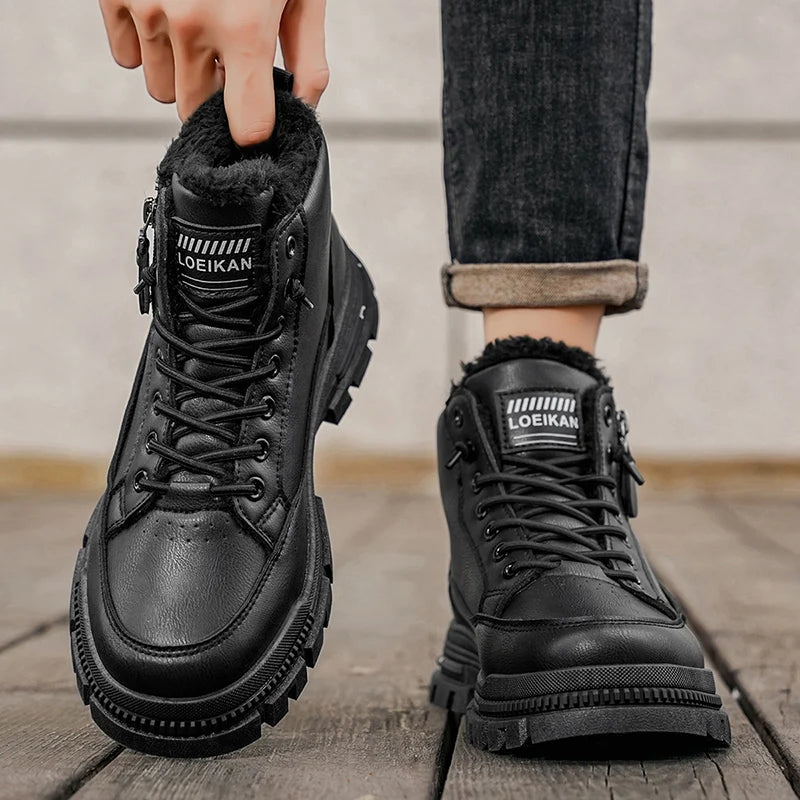 Men's winter comfortable casual shoes versatile outdoor cotton warm shoes plus size fashion youth non-slip soft-sole work shoes