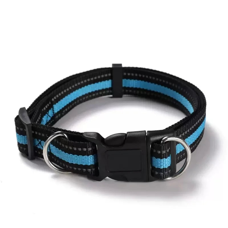 Reflective Dog Collar with Double D-Ring, Adjustable Heavy Duty Pet Collar, Durable Walking Neck Collar for Small Medium Large