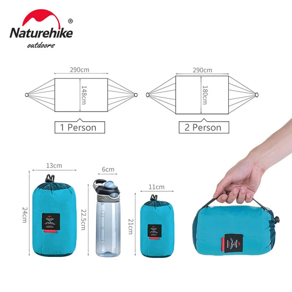 អង្រឹង Naturehike គ្រែព្យួរសម្រាប់មនុស្ស 2 នាក់ ធន់នឹងការរហែក ឧបករណ៍សម្រាកសម្រាប់បរបាញ់ គេងបានស្រួល ទម្ងន់ស្រាលបំផុត សម្រាប់គ្រួសារ