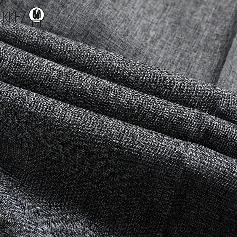 Spring Autumn Men Commuting Trousers Lightweight Linen Texture Fabric Comfortable Fit Formal Dating Daily Long Slacks