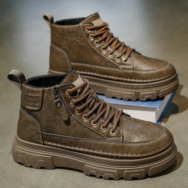Men's boots spring and autumn new soft-sole non-slip casual boots fashion Joker outdoor high-top boots comfort sports work boots