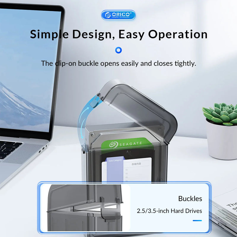 ORICO 5Pcs 2.5" HDD Storage Case Multi-disk Storage 2.5/3.5" HDD Protection Box for Hard Drive with label Design Moisture proof