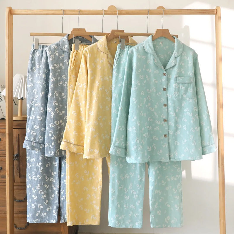 Comfort for Homewear Floral Sleepwear Women Pajama Home Wear Women's Sleeping Clothes Spring Autumn Long Sleeve Loungewear Suit