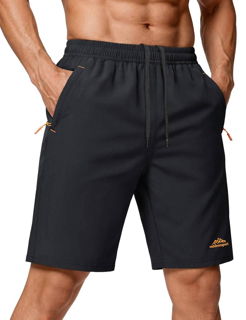 Men's 9" Quick Dry Running Gym Workout Shorts Lightweight Breathable Summer Shorts with 3 Zipper Pockets