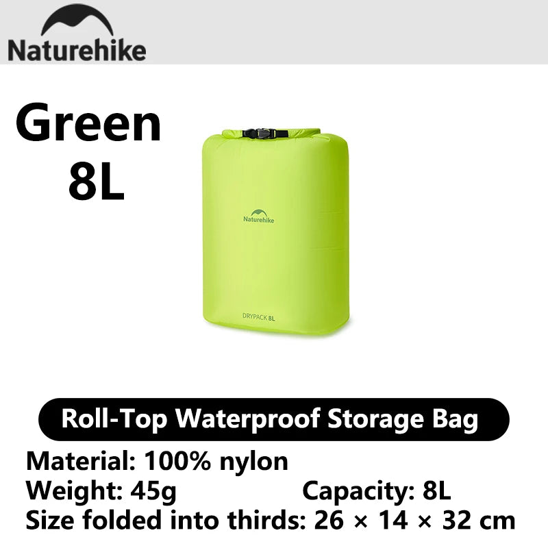 Naturehike 2026 Large New Outdoor Ultralight Roll Top PU2000+ Waterproof Storage Bag Picnic Camping Drinking Water Storage Bag