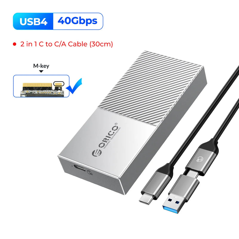 ORICO USB4 NVMe SSD Enclosure 40Gbps PCIe3.0x4 Aluminum M.2 SSD Case Compatible with Thunderbolt 3 4 USB3.2 USB 3.1 3.0 Type-C
