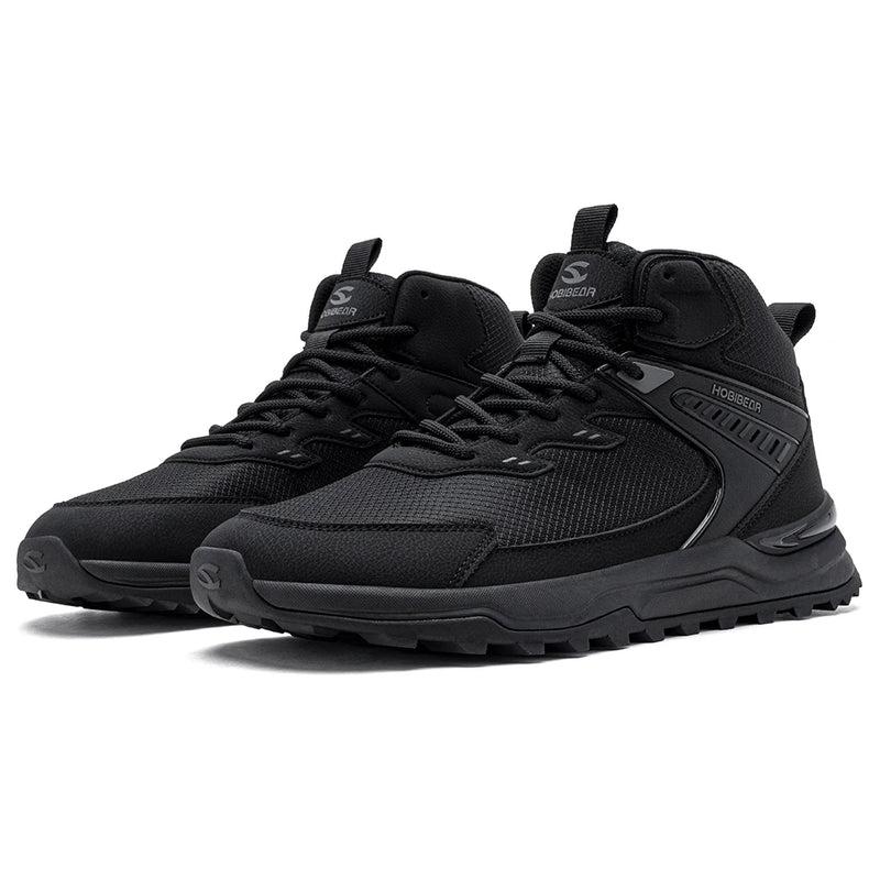 HOBIBEAR Men Wide Width Ankle Boots Mid-Top Hiking Running Shoes Non-Slip Outdoor Trail Walking Sneakers for Male
