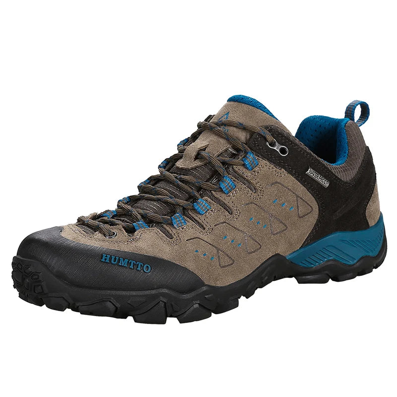HUMTTO Genuine Leather Men's Sports Shoes Non-slip Hiking Shoes Winter Outdoor Safety Sneakers Breathable Trekking Boots for Men