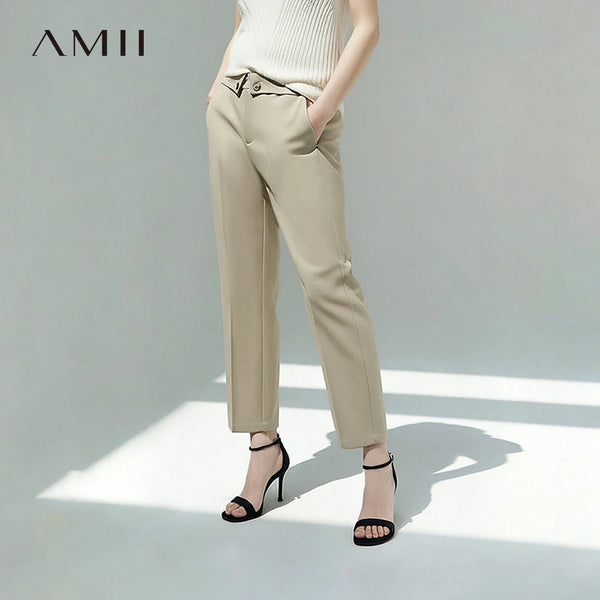 ខោ Amii សម្រាប់នារី រដូវក្ដៅឆ្នាំ 2026 ពណ៌ថ្មី ខោត្រង់ ចង្កេះតូច ខោការិយាល័យ ខោសម្រាប់នារី 12622105