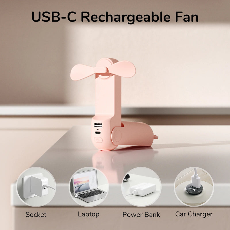 JISULIFE Portable Mini Handheld Fan,USB Rechargeable 4500mAh Silent Small Fan for Home,Pocket Fan,Electric CoolingVentoinha