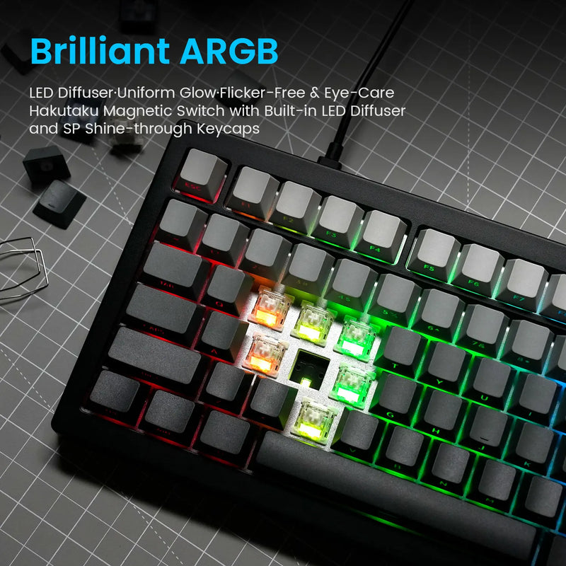 Akko x Monsgeek FUN87 HE Magnetic Keyboard 88 Keys 80% TKL Layout ARGB RT0.005mm 8K USB Wired Custom Gaming Mechanical Keyboard