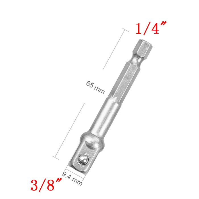 Chrome Vanadium Steel Socket Adapter Hex Shank to 1/4" 3/8" 1/2" Extension Drill Bits Bar Hex Bit Set Power Tools tightly Newest 65mm 3-8
