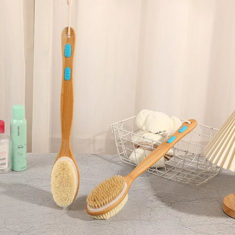 1pc Dual-Sided Shower Brush with Long Handle - Bristle Body Scrubber,Exfoliating Back Brush,Deep Clean,for Lotion Application