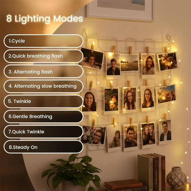 LED String Lights Rechargeable Fairy Lights Mini Twinkle Copper Light Timer Detachable Design Halloween Wedding Christmas Decor