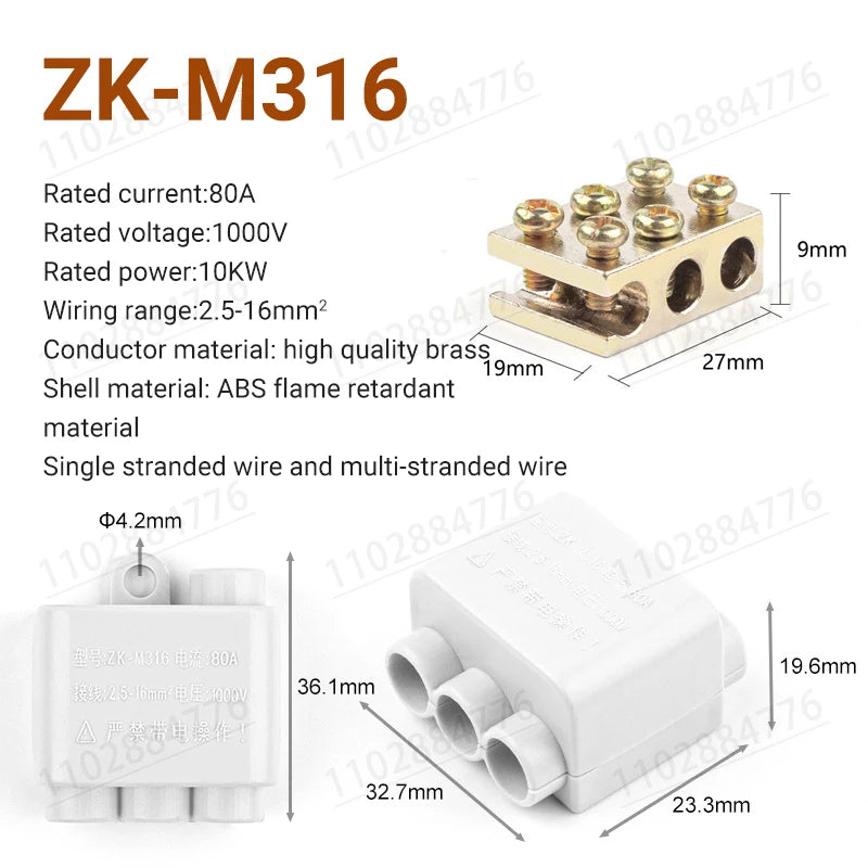 3PCS High Power Splitter Quick Wire Connector Terminal Block Electrical Cable Junction Box ZK-306 ZK-506 ZK-316 ZK516 Connectors