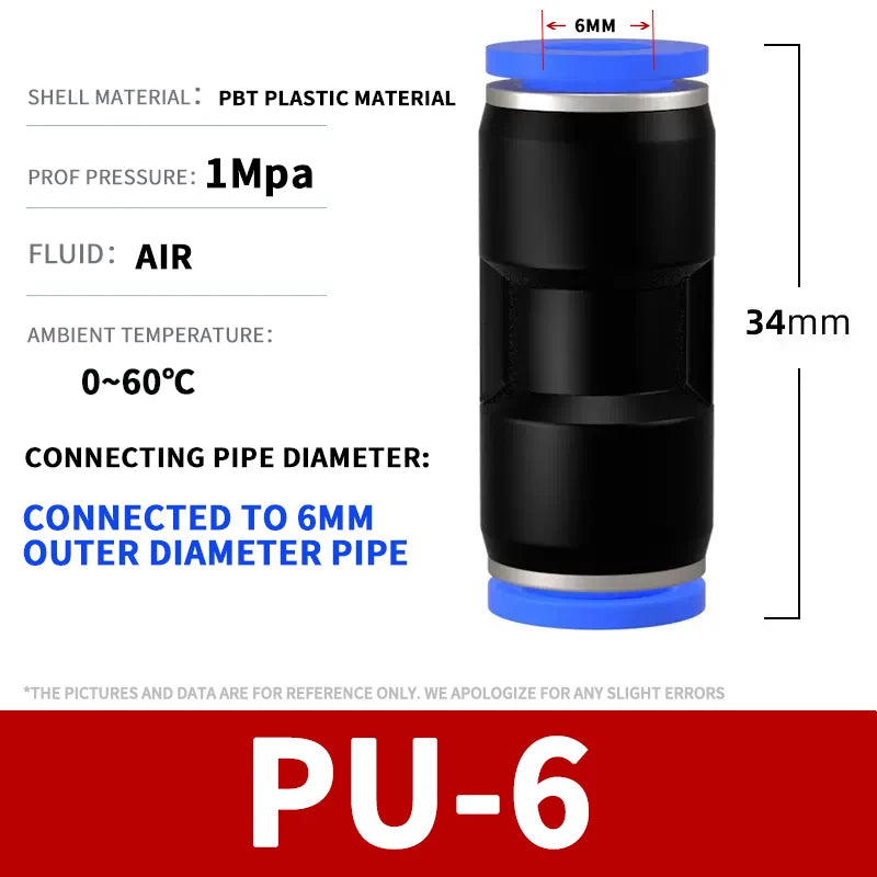 50/100/500/1000Pcs Pneumatic trachea quick connector plastic quick plug straight through PG PU8 PU4 PU5 PU10 12