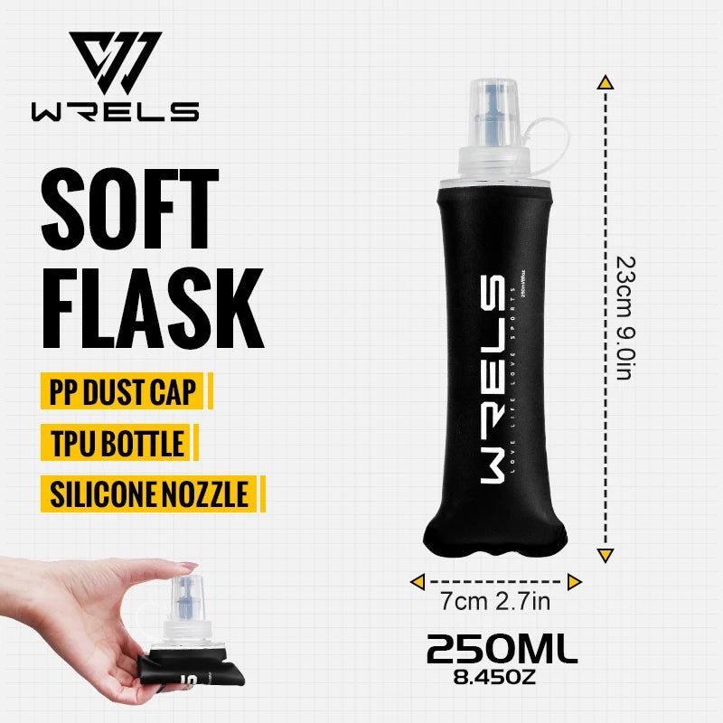 WRELS Water Bottle TPU Folding Soft Flask Outdoor Sport Water Bag Collapsible Water Bottle 500ml For Running Camping BPA Free