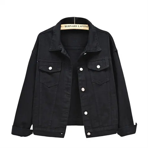 2026 New Women's Blue Denim Jacket Single-breasted Lapel Coat Fashion Casual Tops Green Black Red Outerwear Female Overcoat