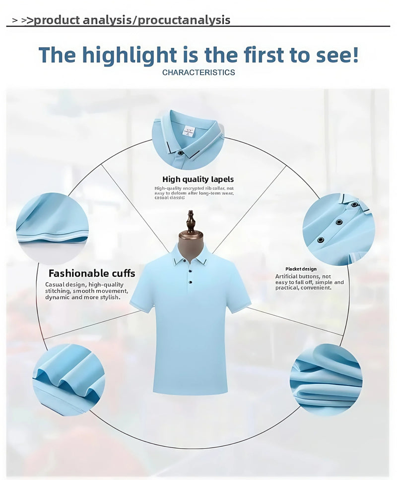 5A antibacterial intercolor Short Sleeve Turn-down Collar  Top  Business Sport 12 colors High-End Pure Cotton Polo shirt